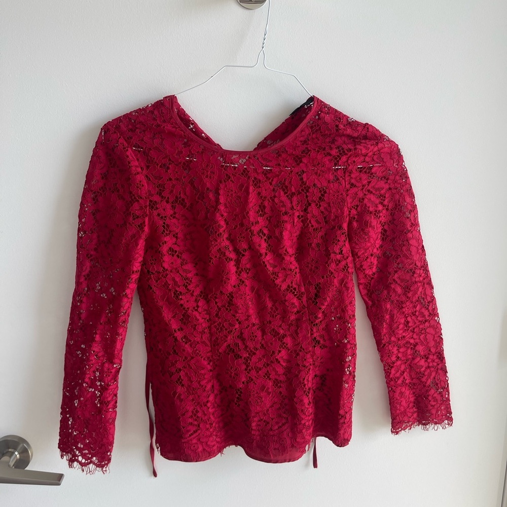 J Crew Red Lace Women's Top